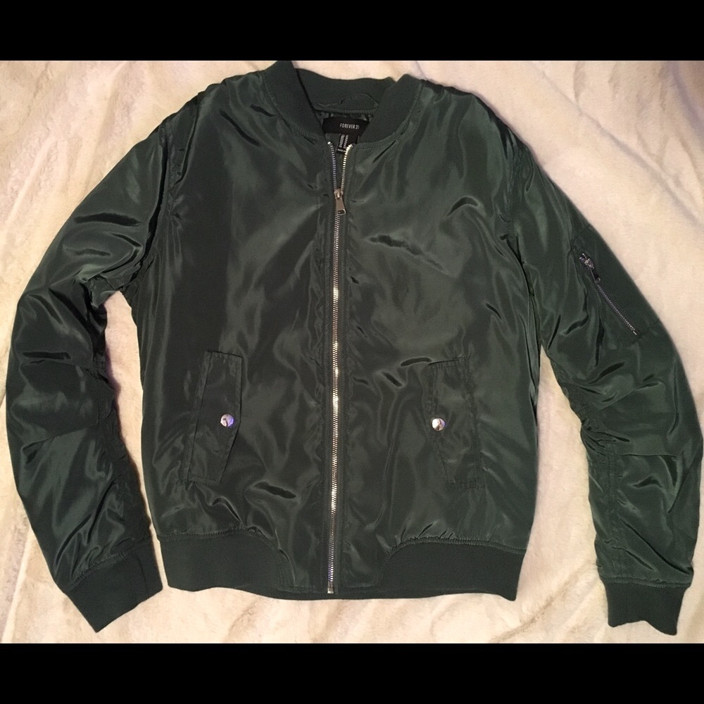 Forever 21 Bomber Jacket Dark Green / Army Green